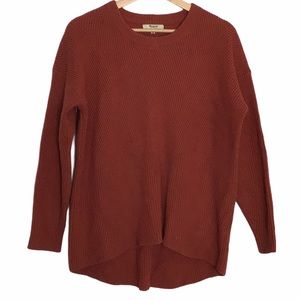 Madewell High-Low Sweater Burnt Orange Small Wool